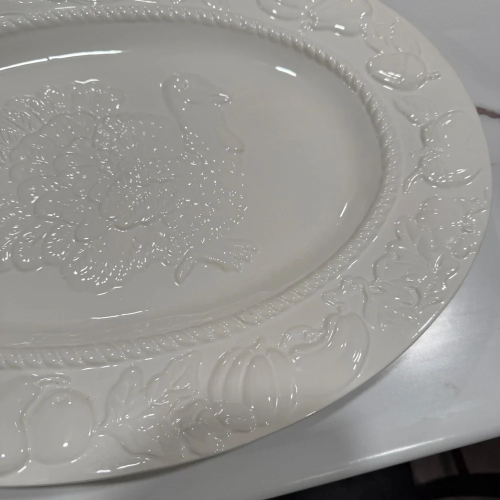 Vintage Harvest Ceramic Stoneware Turkey Platter